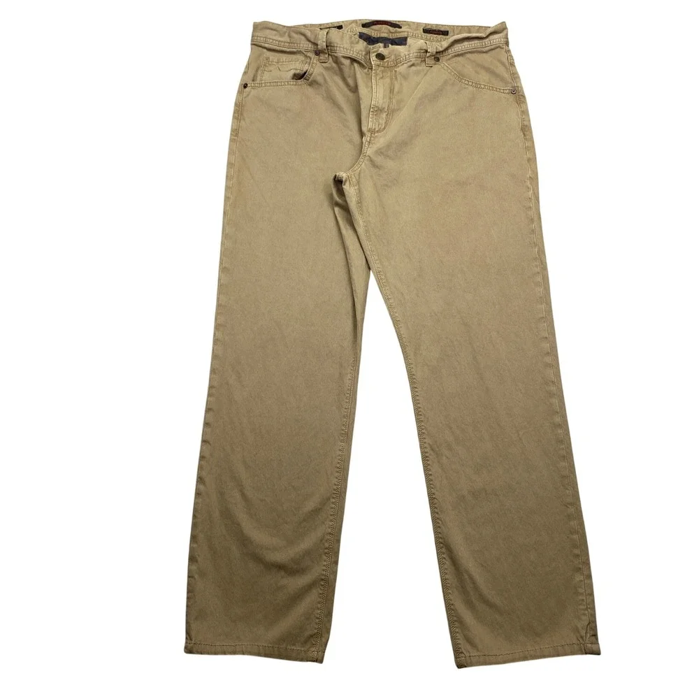 Alberto‎ Modern Fit Trousers Khaki Tan Chinos Men's Sz 38 Cotton Stretch Preppy